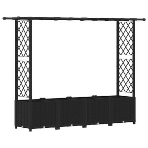 vidaXL Pacelta gulta ar treliem un jumtu Melns 203 x 40 x 138 cm PP