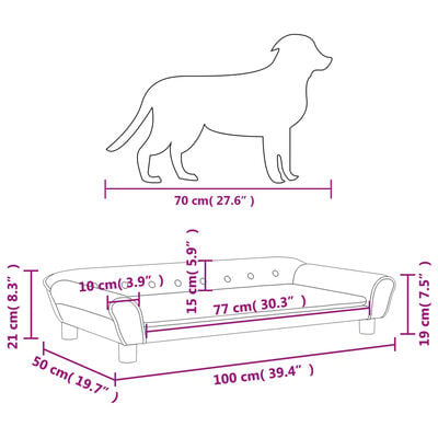 vidaXL gulta suņiem, brūna, 100x50x21 cm, samts