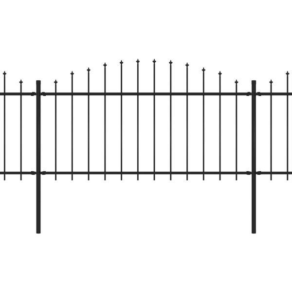 vidaXL dārza žogs ar šķēpu galiem, tērauds, 714,5x150 cm, melns