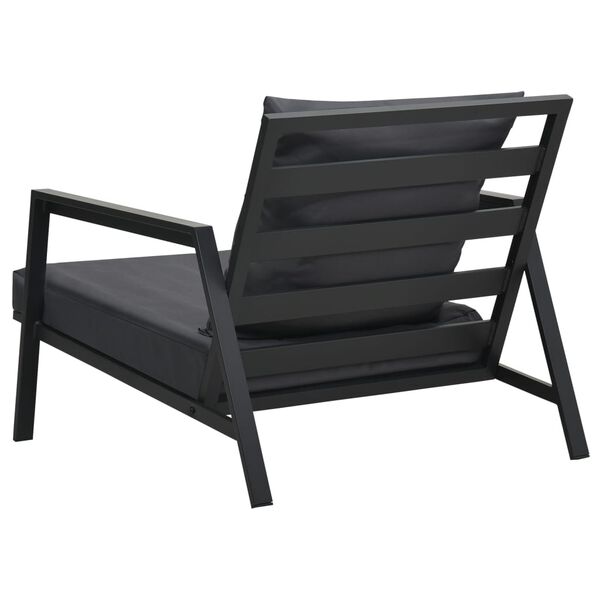 vidaXL dārza dīvāns ar spilveniem, tum&scaron;i pelēks, alumīnijs