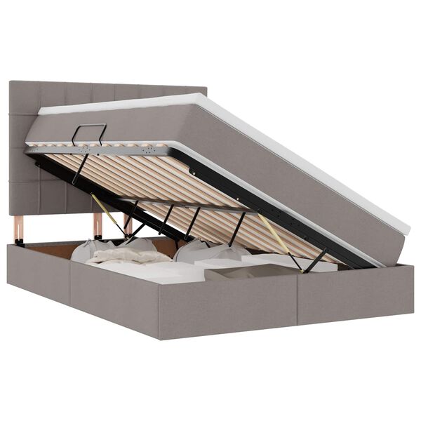 vidaXL Gulta ar uzglabā&scaron;anas vietu un LED Pelēkbrūna 140 x 190 cm