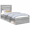 vidaXL Gultas rāmis Pelēks Sonoma 100 x 200 cm Ciets priedes koks