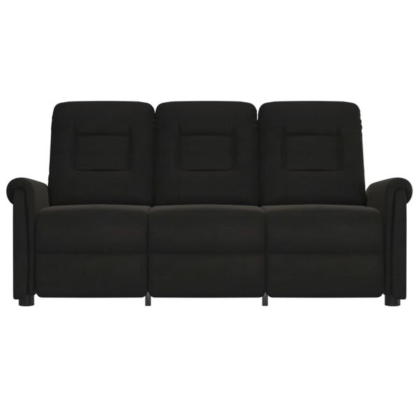 vidaXL trīsvietīgs masāžas krēsls, atgāžams, melns audums