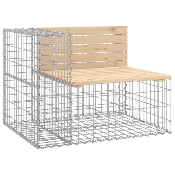 vidaXL dārza sols, gabiona dizains, 92x71x65,5 cm, priedes masīvkoks