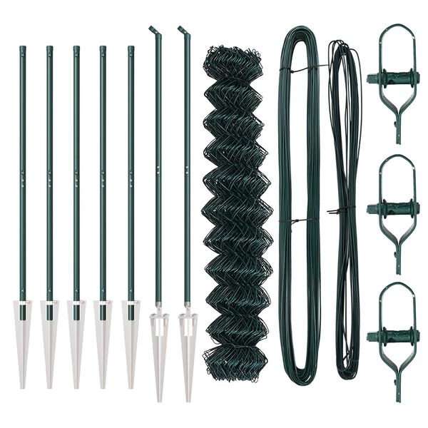 vidaXL Žoga āķis Zaļa 10 x 1 m (60 x 60 mm acu platums) Tērauds un PVC