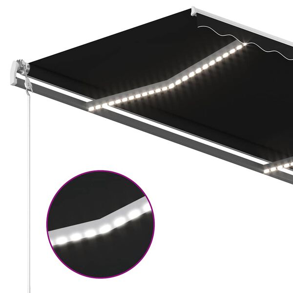 vidaXL izvelkama markīze ar LED, 3,5x2,5 m, manuāla, antracītpelēka