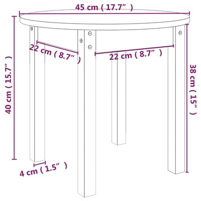vidaXL kafijas galdiņš, Ø 45x40 cm, priedes masīvkoks