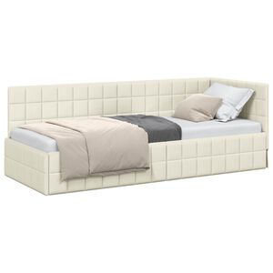 vidaXL Stūra gultas rāmis Krēmkrāsa 80 x 200 cm Samts