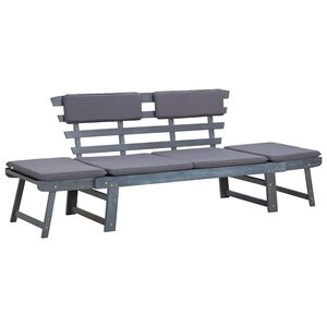 vidaXL dārza sols ar spilveniem, 190 cm, pelēks, akācijas masīvkoks