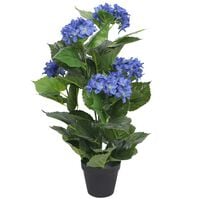 vidaXL mākslīgais augs, hortenzijas ar podiņu, 60 cm, zilas