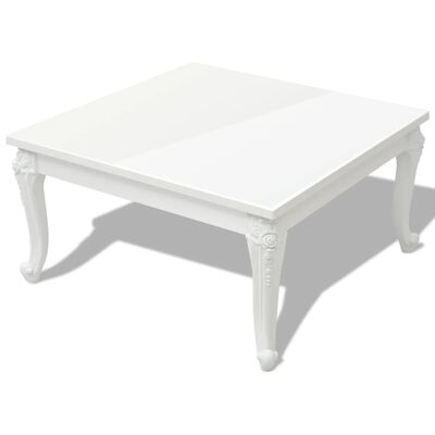 vidaXL spīdīgs kafijas galdiņš, 80x80x42 cm, balts