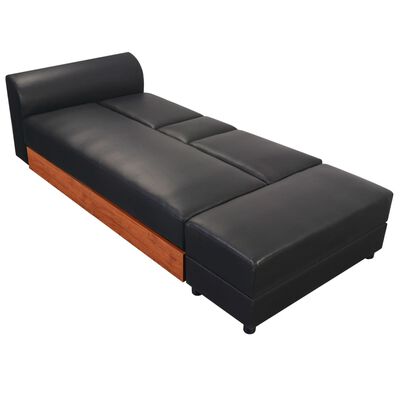 vidaXL izvelkams dīvāns, melna mākslīgā āda