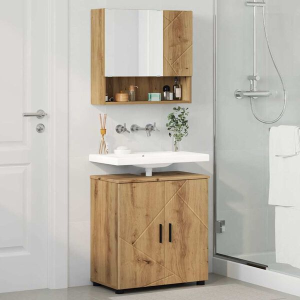 vidaXL Vannas istabas mēbeļu komplekts ar durvīm 2 pcs Artisānā ozols