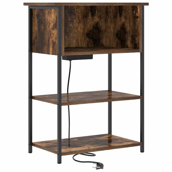 vidaXL Nakts skapītis Dūmaka ozols 55 x 31 x 76 cm Inženierijas koks