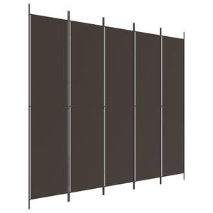 vidaXL 5-paneļu istabas aizslietnis, 250x220 cm, brūns audums