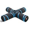 vidaXL kaķu tunelis, 4 virzienu, melns un zils, 132 cm, poliesters