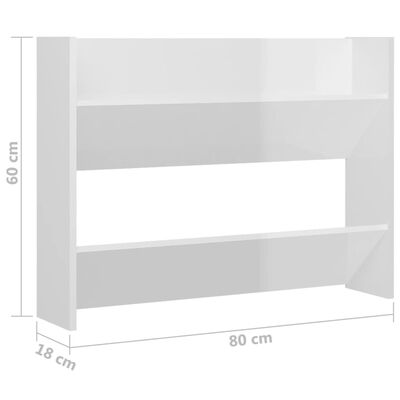vidaXL sienas plaukti, 2 gab., balti, 80x18x60 cm, skaidu plāksne