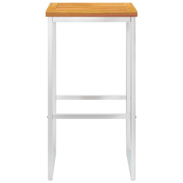 vidaXL bāra krēsli, 2 gab., akācijas masīvkoks, nerūsējo&scaron;s tērauds