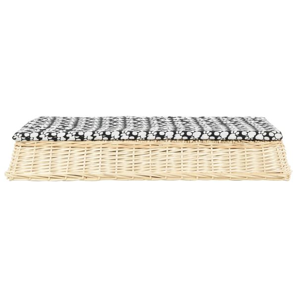 vidaXL suņu gulta ar spilvenu, 110x75x15 cm, dabīgs vītols