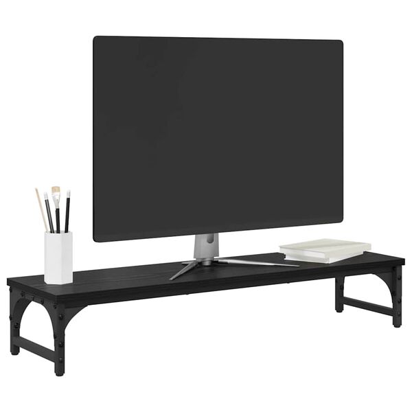 vidaXL Monitoru statīvs Melns ozolkoks 85 x 23 x 15,5 cm