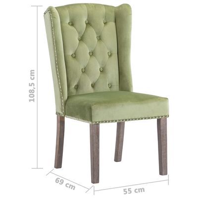 vidaXL virtuves krēsls, gaiši zaļš samts
