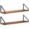 vidaXL Sienas plaukti 2 gab. Vecs koks 60 x 16 x 15,5 cm