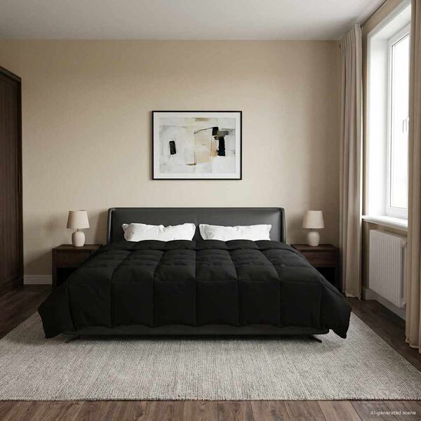 vidaXL Pilnas gada sega Tiltiņ&scaron; Melna 200 x 240 cm Mikro&scaron;ķiedra