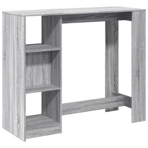 vidaXL bāra galds ar plauktiem, pelēka ozola krāsa, 124x46x103,5 cm