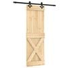 vidaXL Slīdo&scaron;ās durvis Dabiska un melna 70 x 210 cm Cieta priedes koks