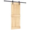 vidaXL Slīdo&scaron;ās durvis Dabiska un melna 80 x 210 cm Cieta priedes koks