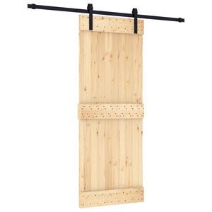 vidaXL Slīdo&scaron;ās durvis Dabiska un melna 80 x 210 cm Cieta priedes koks