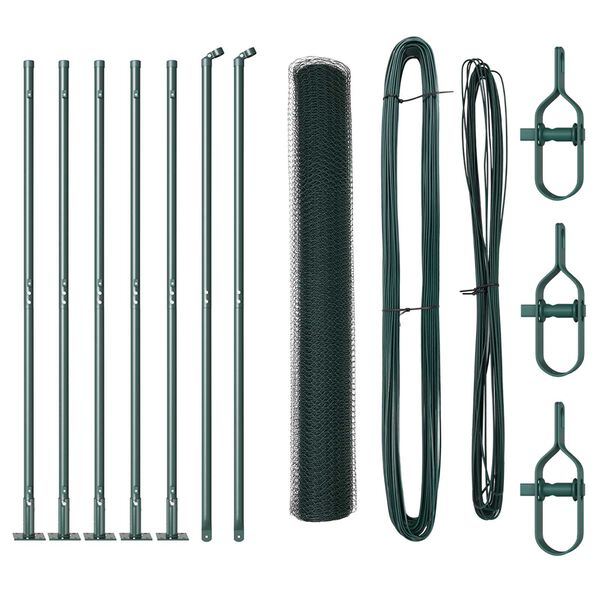 vidaXL Žoga āķis Zaļa 10 x 1,2 m (25 mm acs) Tērauds un PVC