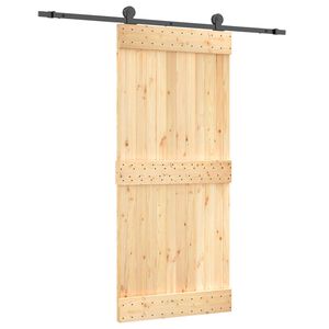 vidaXL Slīdo&scaron;ās durvis 90 x 210 cm Cieta priedes koks (neapstrādāts)