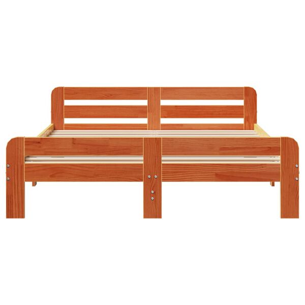 vidaXL gulta bez matrača, vaska brūnas, 160x200 cm, priedes masīvkoks