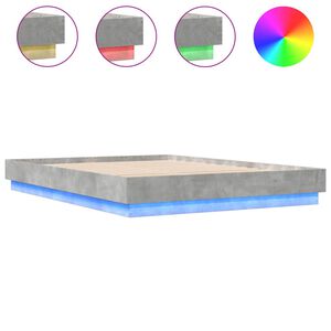 vidaXL gultas rāmis ar LED, betona pelēks, 160x200 cm