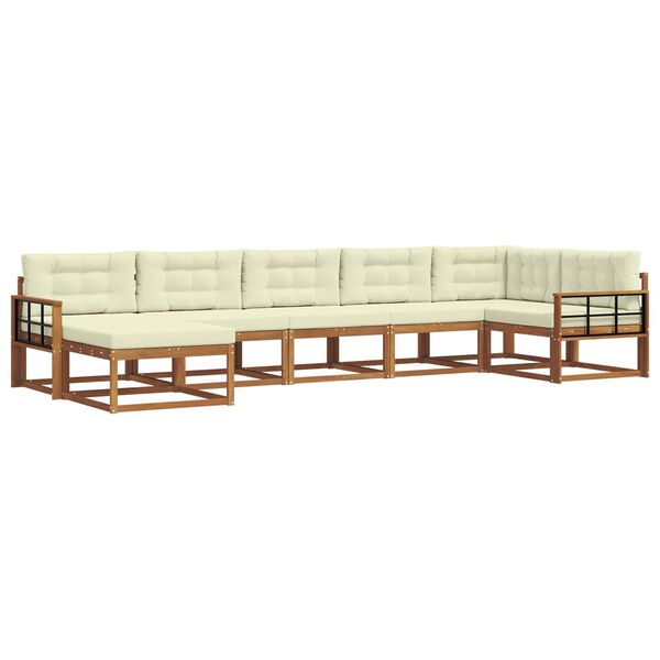 vidaXL Āra dīvānu komplekts ar spilvenu 7 pcs Dabisks un krējuma