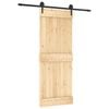 vidaXL Slīdo&scaron;ās durvis Dabiska un melna 80 x 210 cm Cieta priedes koks