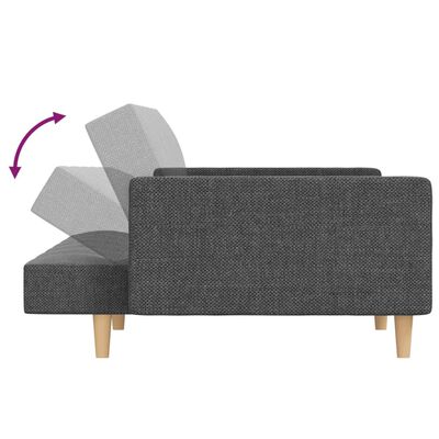 vidaXL 2-vietīga dīvāngulta ar diviem spilveniem, gaiši pelēks audums