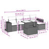 vidaXL 6-daļīgs dārza dīvāna komplekts, matrači, melna PE rotanpalma