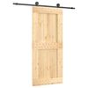 vidaXL Slīdo&scaron;ās durvis Dabiska un melna 90 x 210 cm Cieta priedes koks