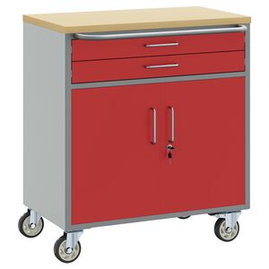 vidaXL Riteņu darbnīcas rati Sarkans un pelēks 75 x 45 x 85 cm