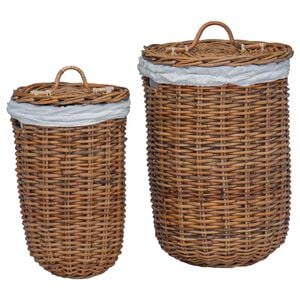 vidaXL Veļas grozs 2 pcs Brūna Kubu rotangpalma