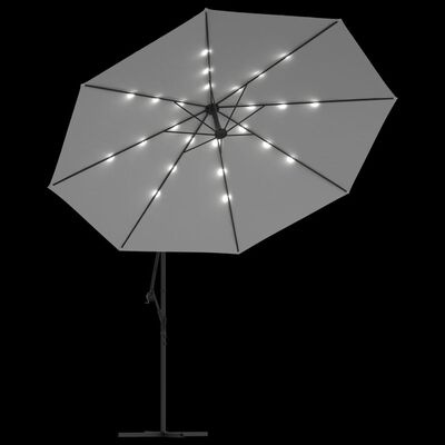 vidaXL saulessargs ar LED gaismām un metāla kātu, 350 cm, smilšu krāsa