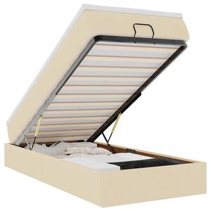 vidaXL Osmaņu gultas rāmis ar matrača krēma 90x200 cm audums