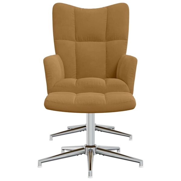 vidaXL atpūtas krēsls ar kāju balstu, brūns samts