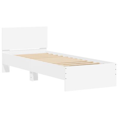 vidaXL gultas rāmis ar galvgali, balts, 75x190 cm, inženierijas koks