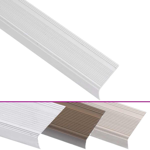 vidaXL kāpņu profili, 15 gb., L forma, 90 cm, sudraba krāsas alumīnijs