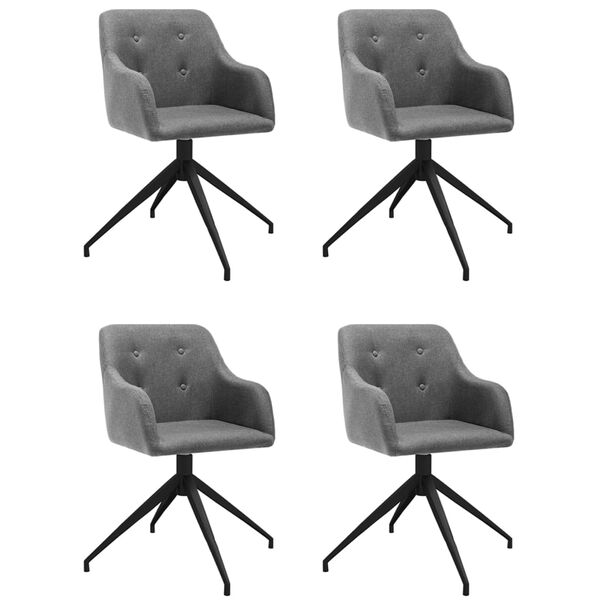 vidaXL grozāmi virtuves krēsli, 4 gab., gai&scaron;i pelēks audums