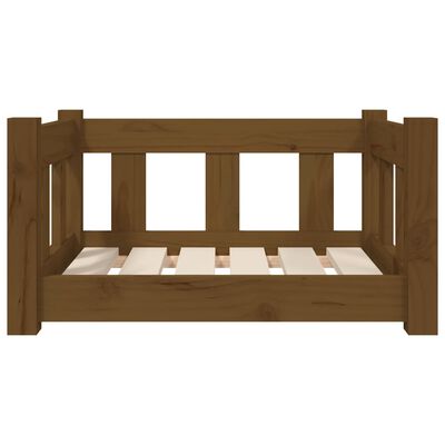 vidaXL suņu gulta, medus brūna, 55,5x45,5x28 cm, priedes masīvkoks