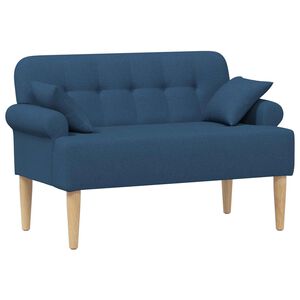 vidaXL Divvietīga mēbele ar pogu pūkām Zila 120 x 65 x 79 cm Audums
